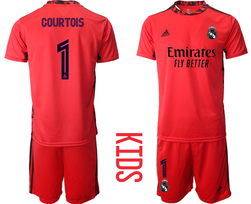 Youth 2020-2021 club Real Madrid red goalkeeper #1 Soccer Jerseys